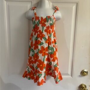 Size 2 Bisby Tangerine Melrose Floral Bow strap sleeveless Lucy Dress.  In EUC!